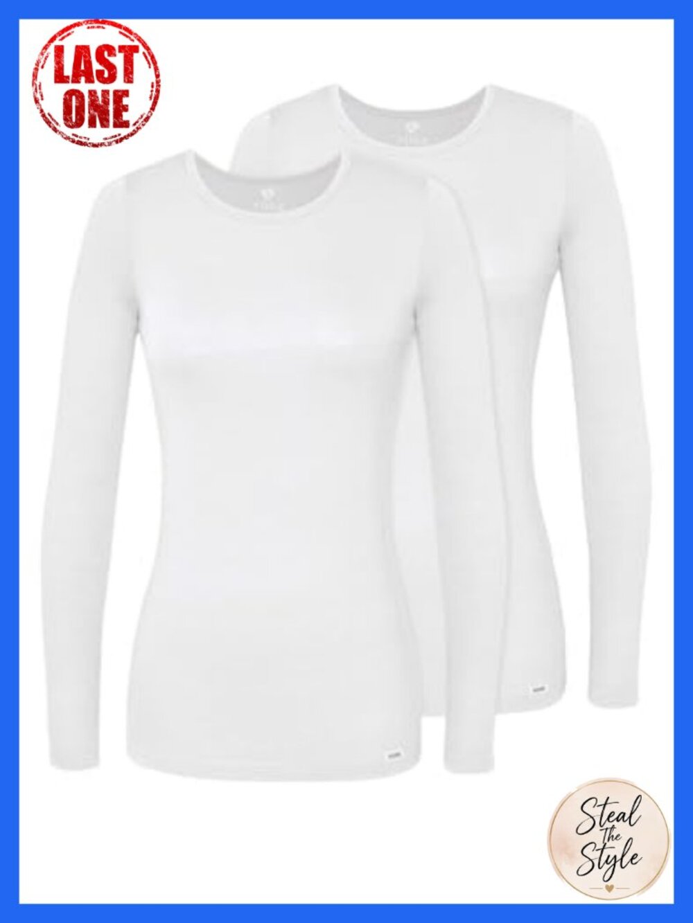 Women's 2 Pack Long Sleeve Underscrub Comfort Tee Crew Neck Tagless Classic Fit
